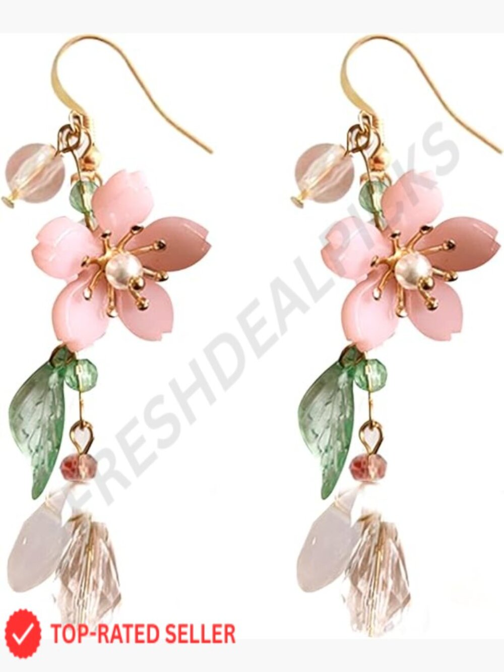 Flower Dangle Earrings Asymmetrical Statement Summer Chic Boho Fairy